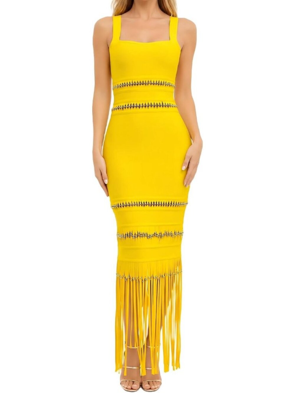 Chic Fringe Midi Cocktail Dress for Women - Sleeveless Party & Evening Wear